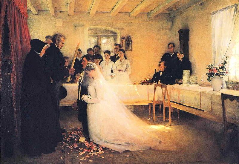 Pascal Adolphe Jean Dagnan-Bouveret Blessing of the Young Couple Before Marriage Sweden oil painting art